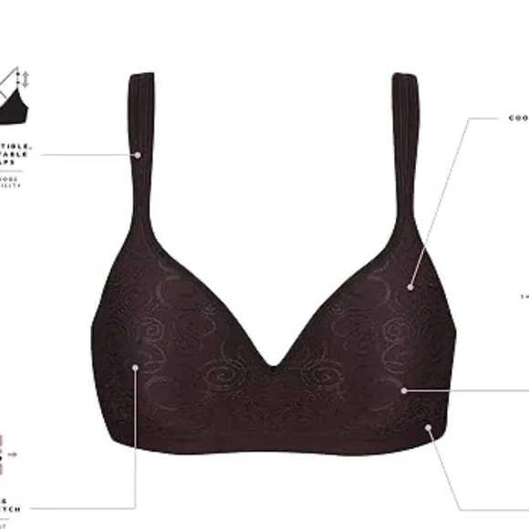 New Bali Cool Comfort Bra 42B Lightly Padded Wireless Soft - Picture 4 of 14